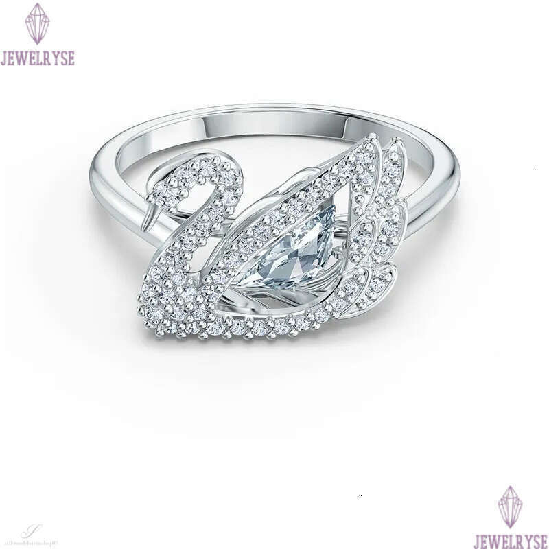 Luxury austria white crystal cute goose ring for women girls sweet lovely animal shining diamond jumpy stone wedding party engagement rings jewelry