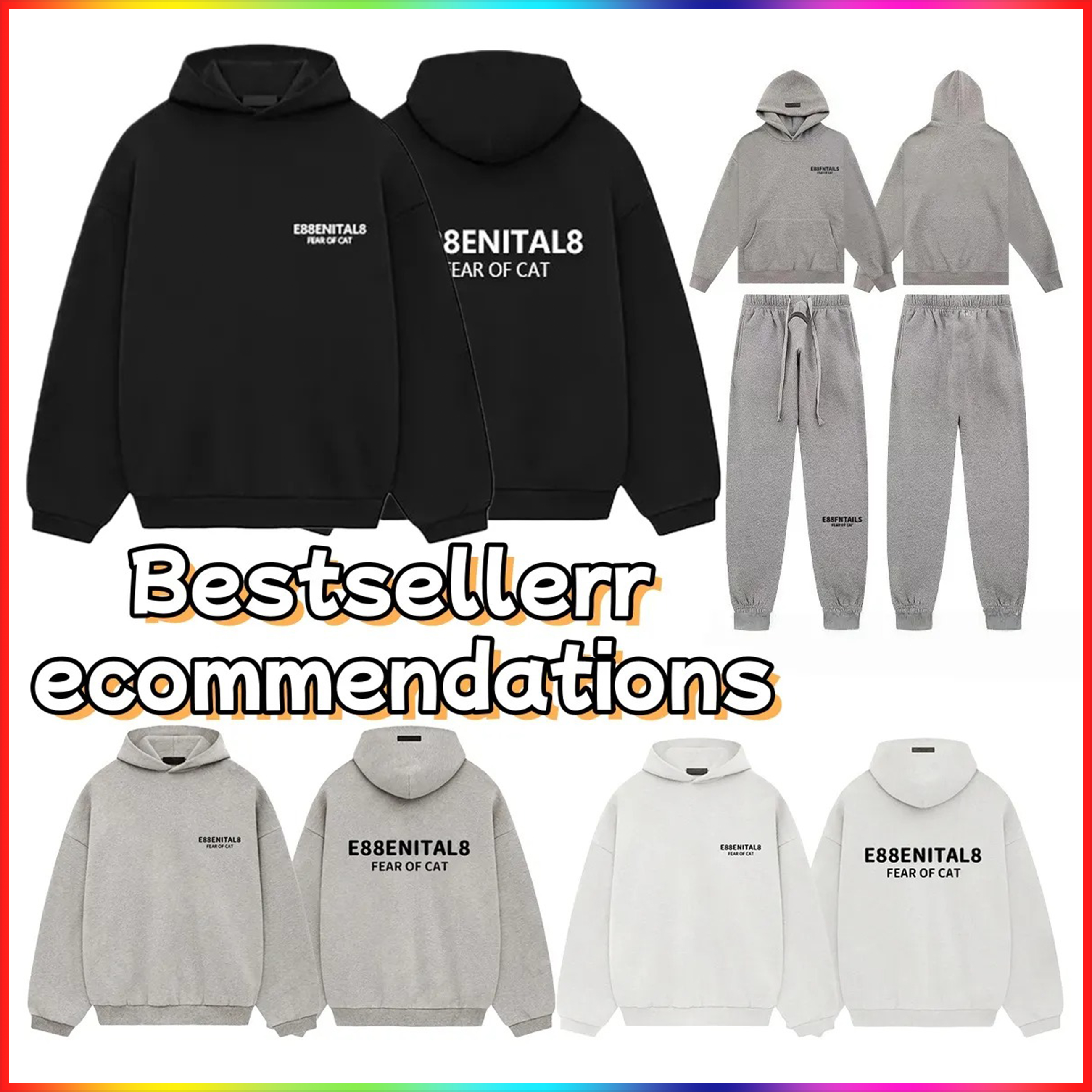 5A mens designer hoodie Women Winter Warm essintals hoodie 3D Silicon Reflective Letter Sweatshirts street fashion loose long sleeve hip hop essential sweatpants