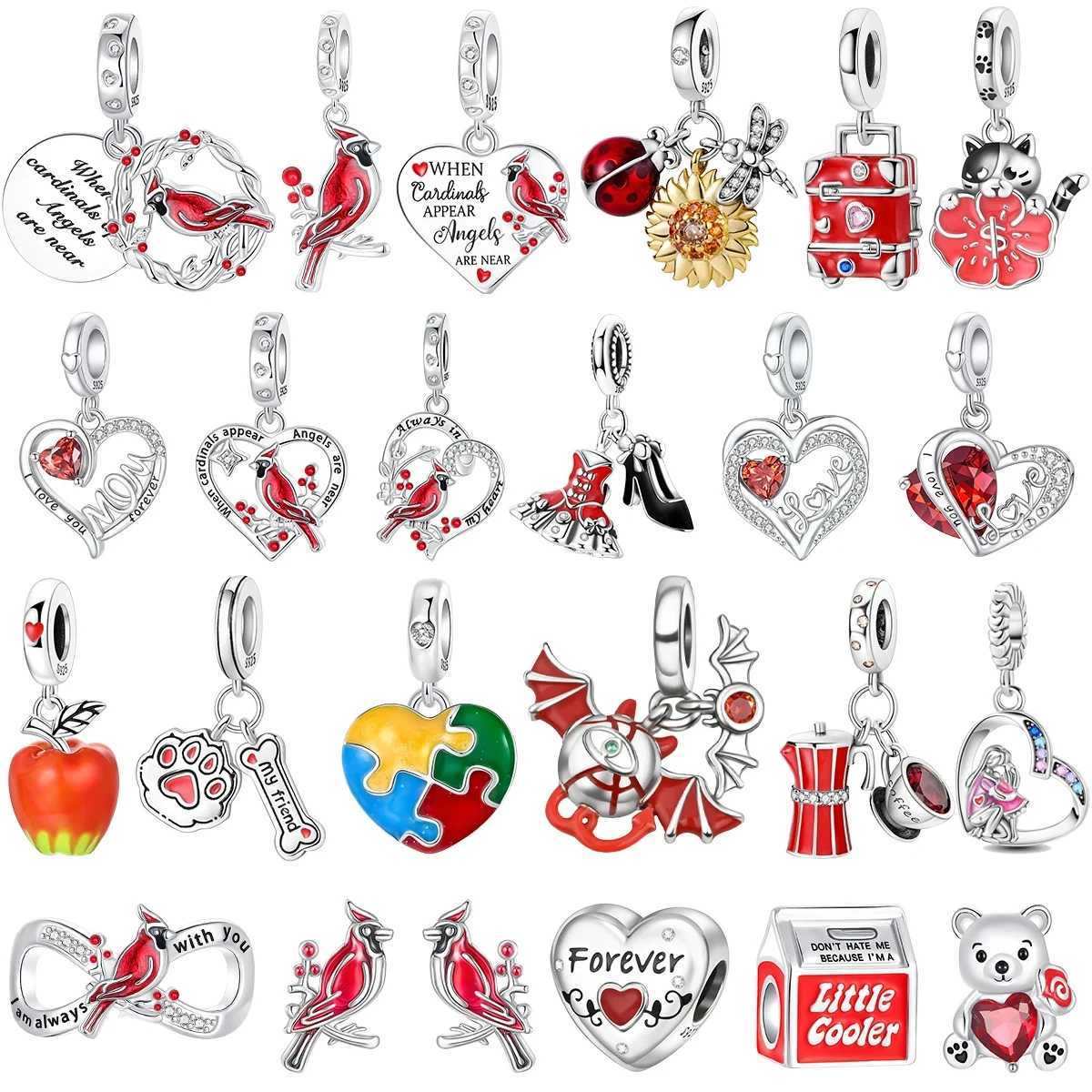 New 925 Sterling Sier Charms Bird Mushro Beads Pendants fit Bracelet Necklace DIY Jewelry Gift Y251212