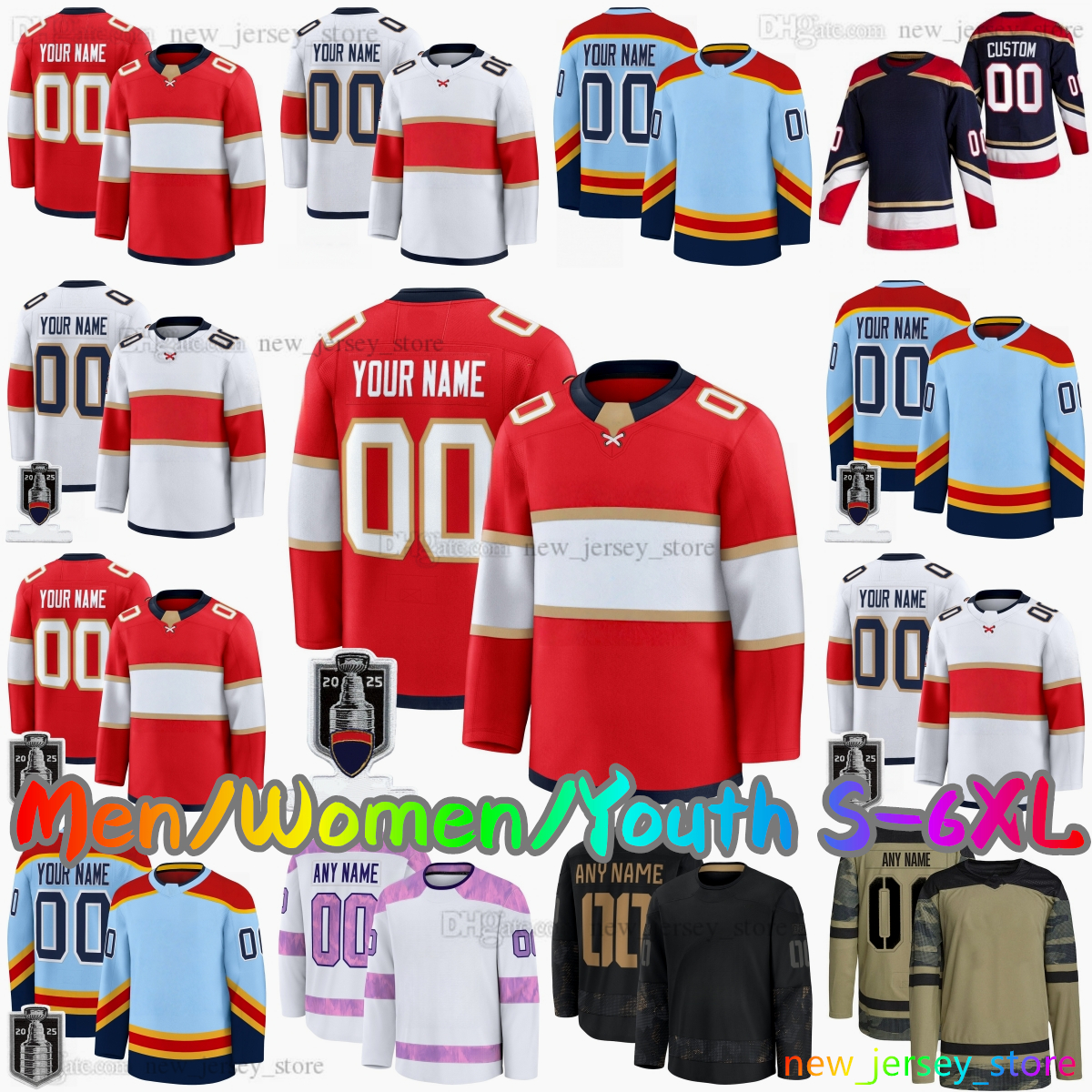 2025-26 Custom S-6XL 19 Matthew Tkachuk Ice Hockey Jersey 16 Aleksander Barkov 72 Sergei Bobrovsky 13 Sam Reinhart 23 Carter Verhaeghe Brad Marchand Stitched Jerseys