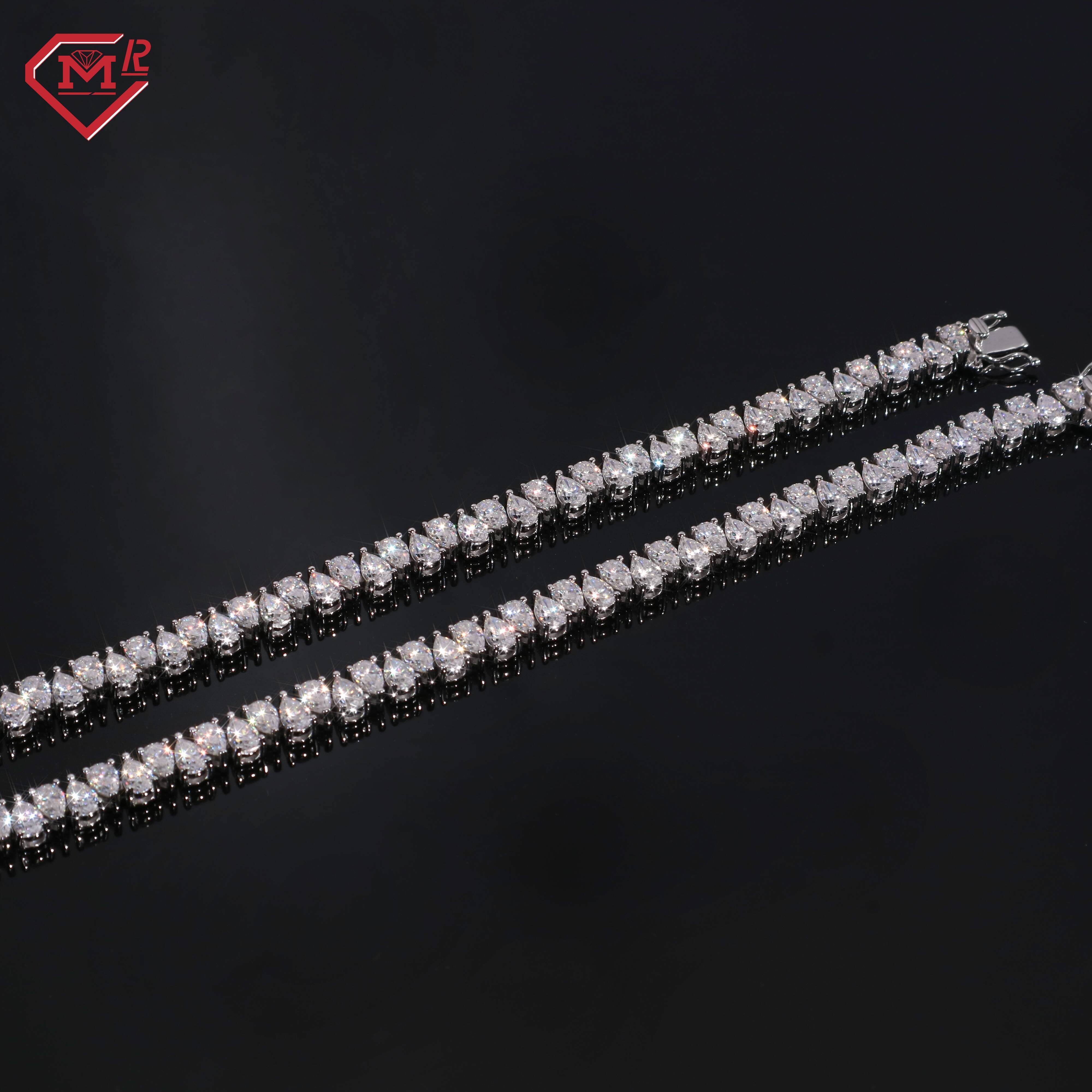 Luxury Moissanite Tennis Chain Bracelet S925 Teardrop Diamond Custom Moissanite Tennis Bracelet