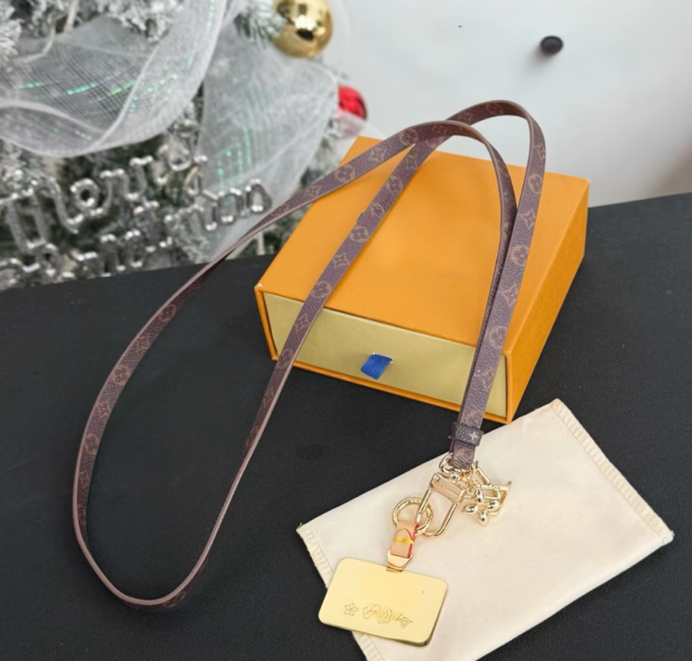 Designer Keychains Leather Phone Strap Unisex Colorful Letter Decoration Phone Strap Detachable Lanyard Canvas Rainbow Phone Case Daily Carry Pair with Zipper Bag