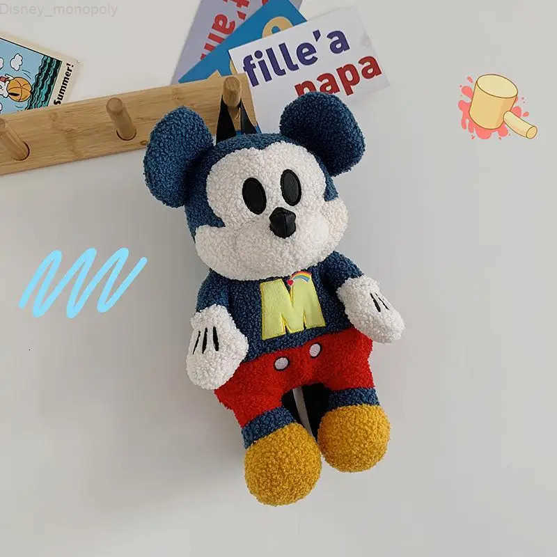 Disney Mickey Mouse Winter Personalized Cartoon Doll Zipper Plush Backpack Handbag Crossbody Bag Girls Birthday Gift H251212