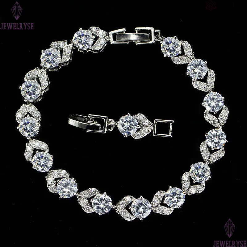 white diamond tennis bracelet designer woman party copper round blue crystal AAA zirconia silver charm luxury bracelets womens fashion jewelry girls g