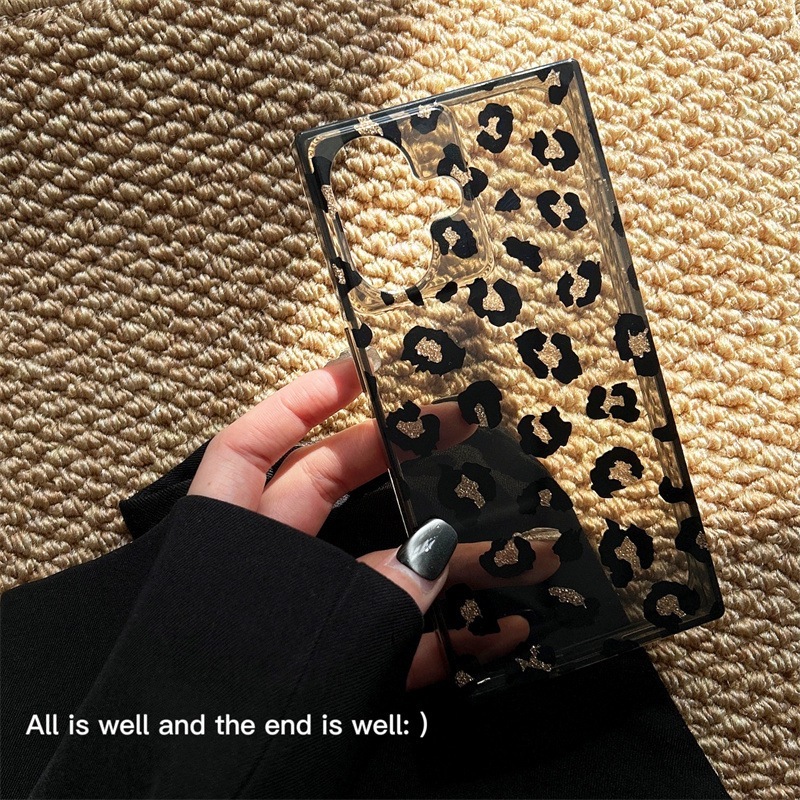 European and American Hot Girl Leopard Print Suitable for iPhone 16 Apple 17 Pro Max Square Phone Case Retro Fashion 15P