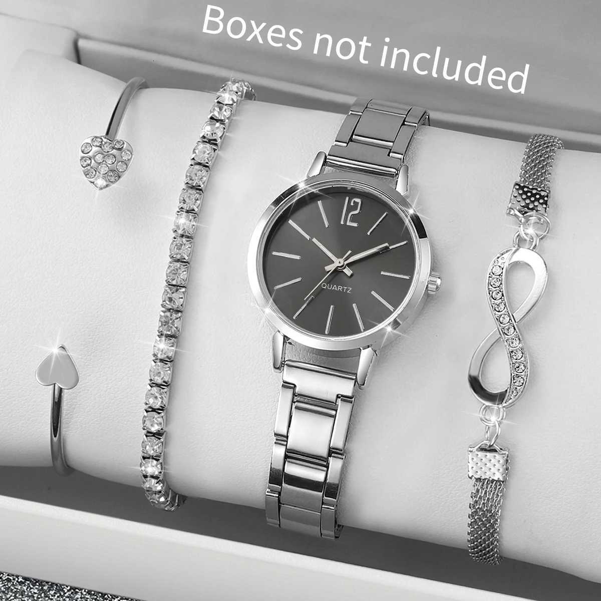 4PCS/Set Fashion Arabic Dial Women Quartz Watch Casual Ladies Wristwatch Rhinestone Bracelets Set Reloj Mujer Without Box Y251212