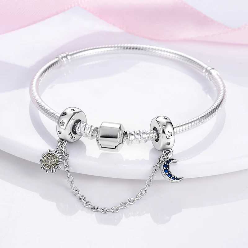 Hot S Charms Sier 925 Safety Chain Clasp Clip Charm Moon Star Fits Bracelet DIY For Wan Girl Luxury Jewelry Y251212