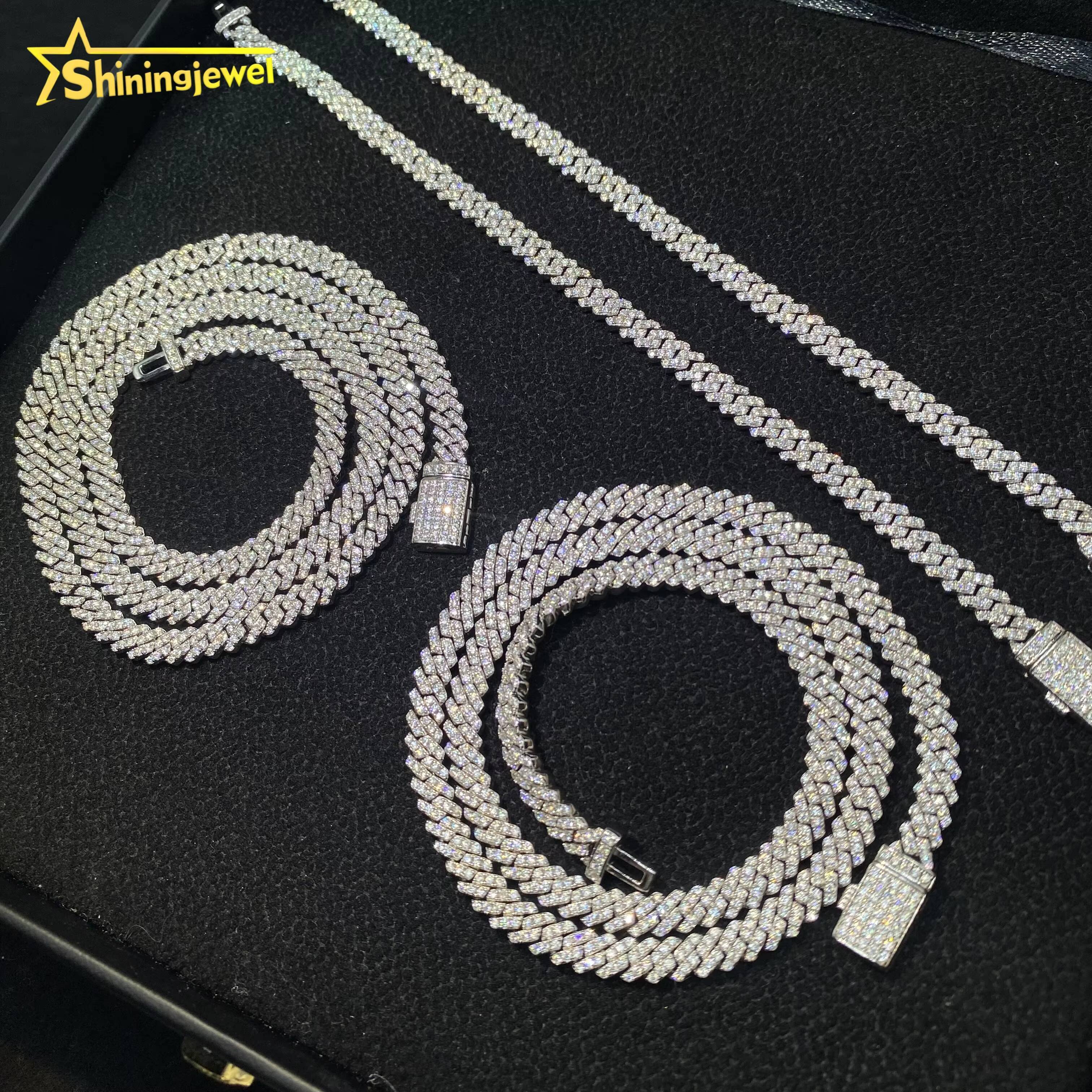 5mm Iced Out Fine Hip Hop Jewelry Necklace Solid 925 Silver VVS D Moissanite Cuban Link Chain Bracelet Pass Diamond Tester