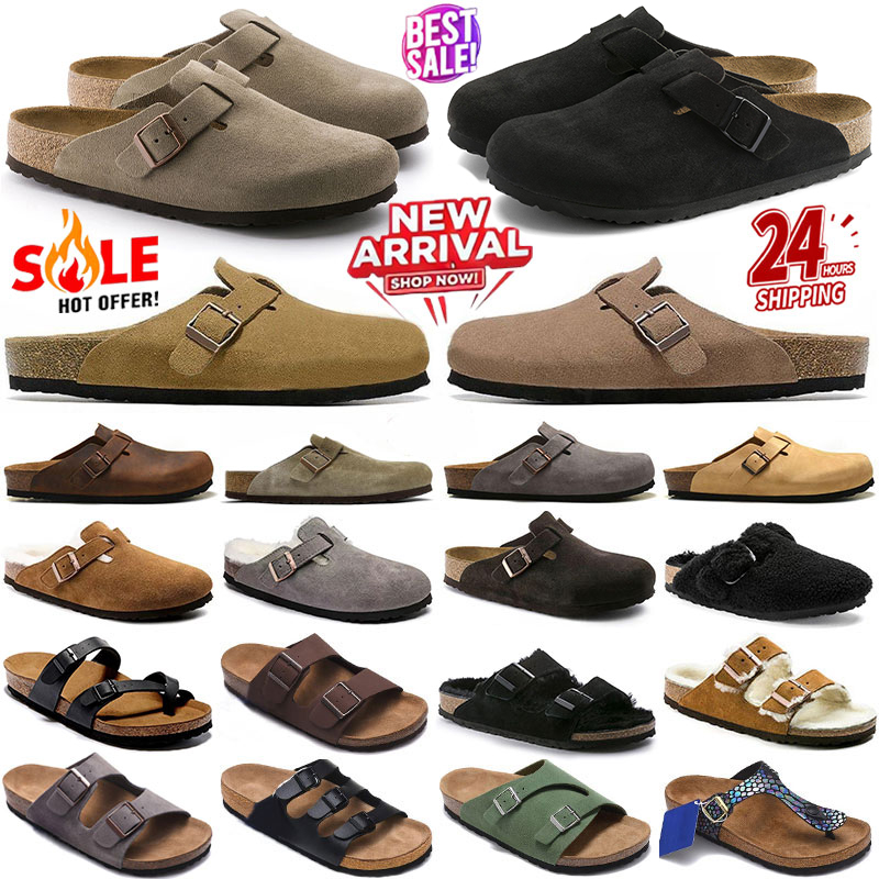 with box Designer Clogs Sandals Clog Slippers Cork Flat High Quality Fashion Summer Genuine Leather Slide Favourite Beach Casual Shoes Women Men Size 35-46