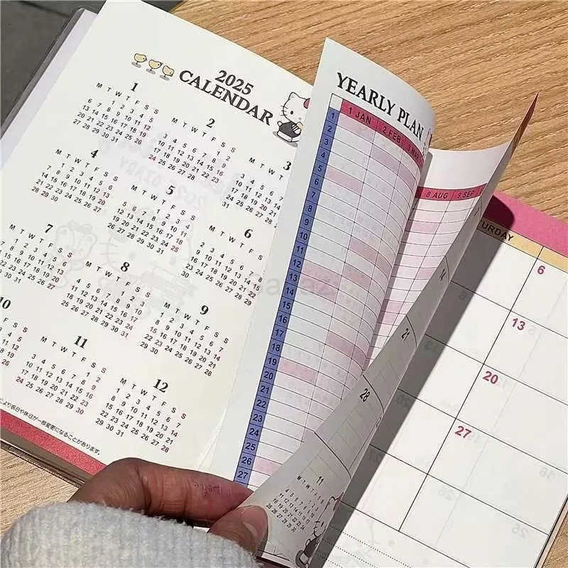 Sanrio Hello Kitty anime character cartoon schedule handbook creative kawaii student monthly and weekly plan diary notebook stationery H251212