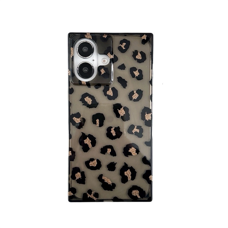 European and American Hot Girl Leopard Print Suitable for iPhone 16 Apple 17 Pro Max Square Phone Case Retro Fashion 15P