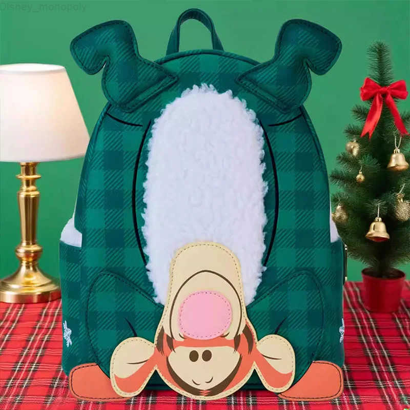 Disney Christmas Winnie the Pooh Tigger Backpack Girl Wreath Shoulder Bag Plush Backpack-The Best Birthday Gift H251212