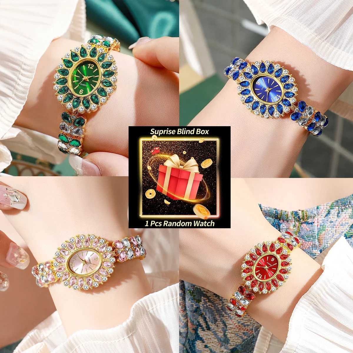 1PC Surprise Mystery Watch Blind Box-Women Watches Fashion Rhinestone Bracelet Quartz Wristwatch Reloj MujerWithout Box Y251212