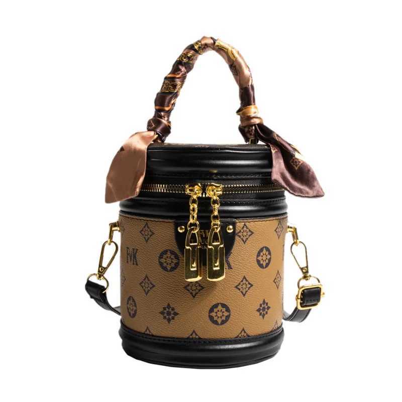 Texture Portable Bucket Bag For Wen Printed Cylinder Shoder Bag Luxury Purses And Handbags Crossbody Bag Cute Sahel Y251211