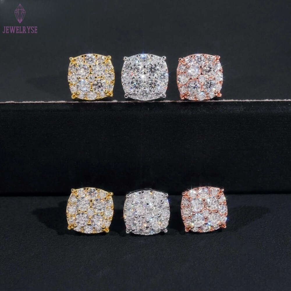 New Pass Tester GRA Certified Stocks VVS Dia Sterg Sier Hip Hop Jewelry Moissanite Stud Earrings For Men