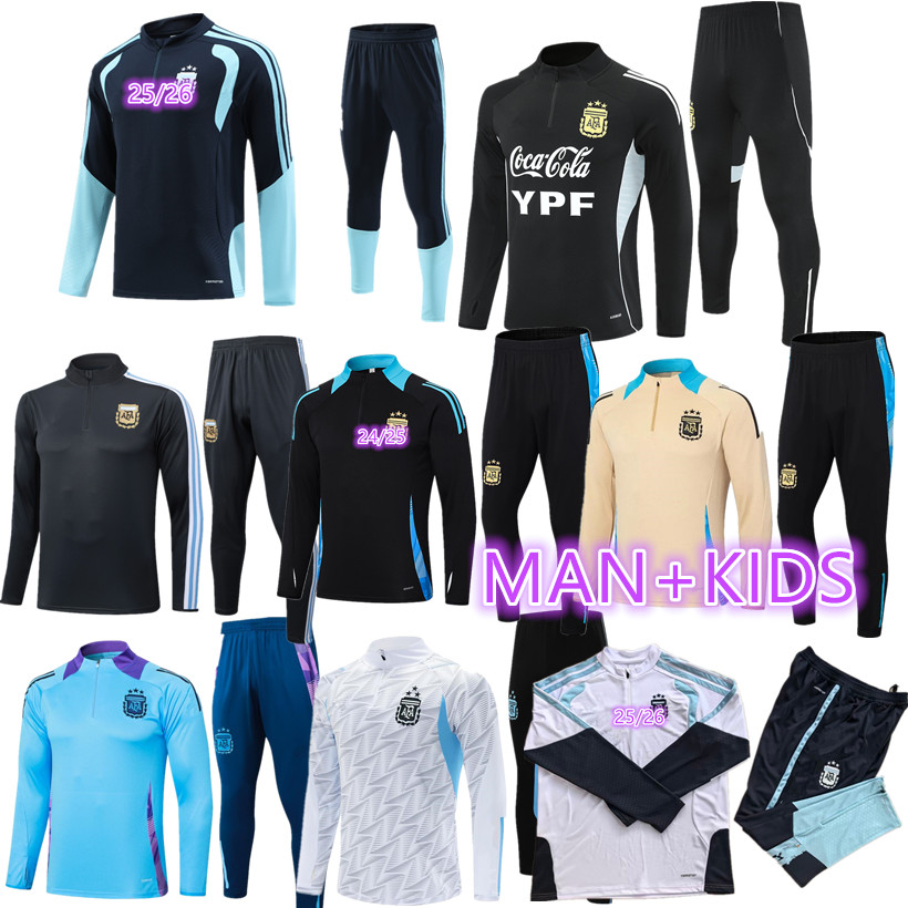 24 25 26 Argentina adult tracksuit outdoor Training jacket kit track Suits Kids Running Half zipper long sleeve Sets 2024 2025 2026 Argentinas child tracksuits