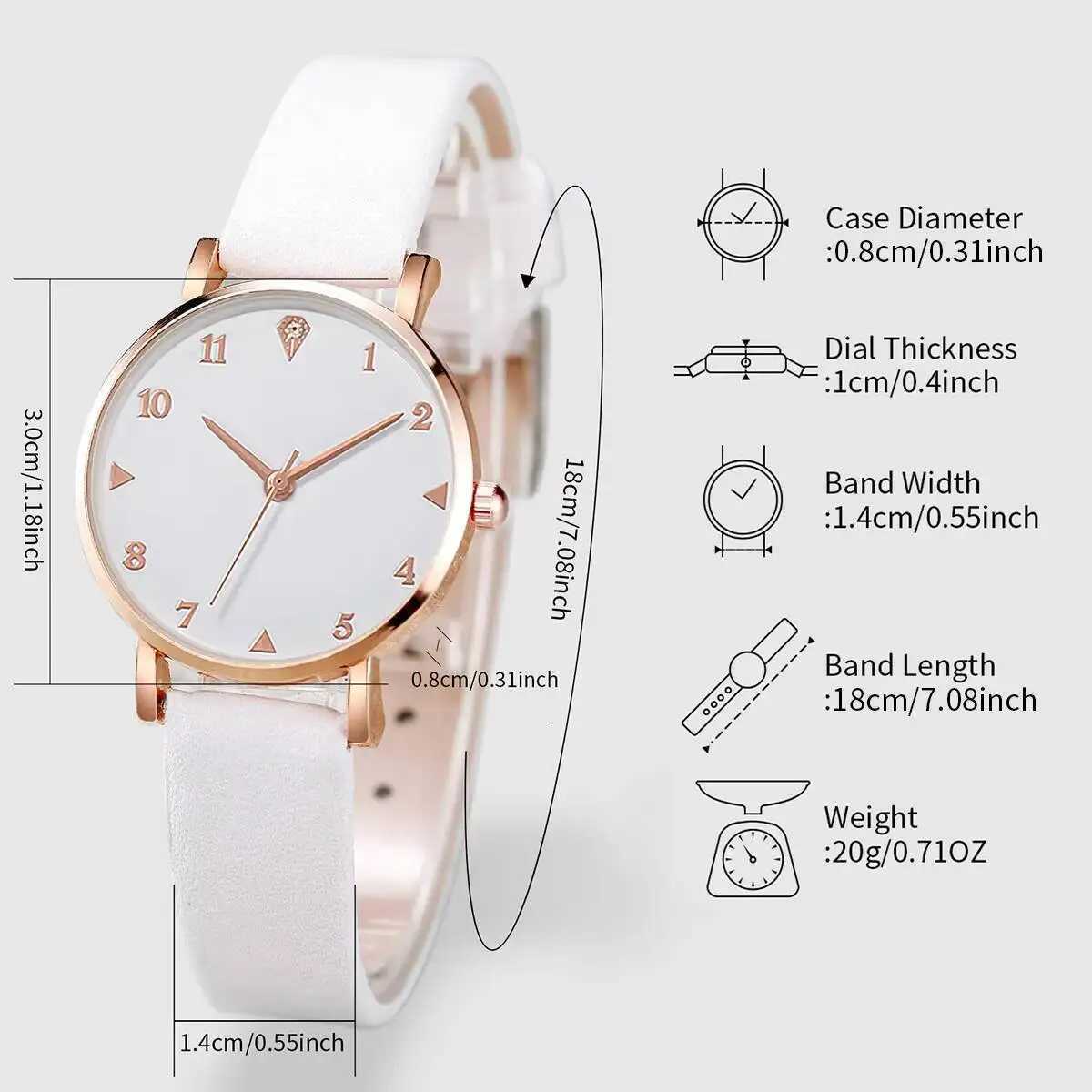 6PCS/Set Fashion Arabic Dial Women Watches Simple Leather Strap Quartz Wristwatch Rhinestone Jewelry SetWithout Box Y251212