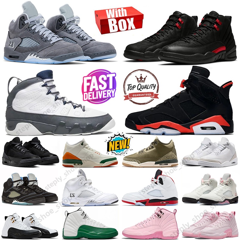 5s 12s 3s 6 With Box Designer Basketball Shoes Womens Mens Black Cat Pure Momey Bloodline Pearl Pink University Blue Wolf Grey Reverse Infrared Bugs Bunny Sports Shoes