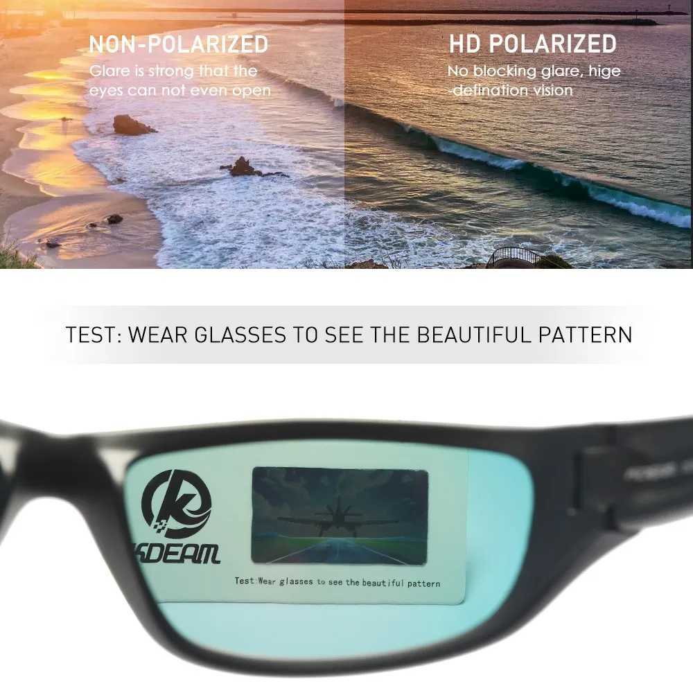 KDEAM Medium Size Outdoor Hiking Sunglasses Polarized Mens Camping Fishing Sun Glasses Unisex TR90 With Box G251212