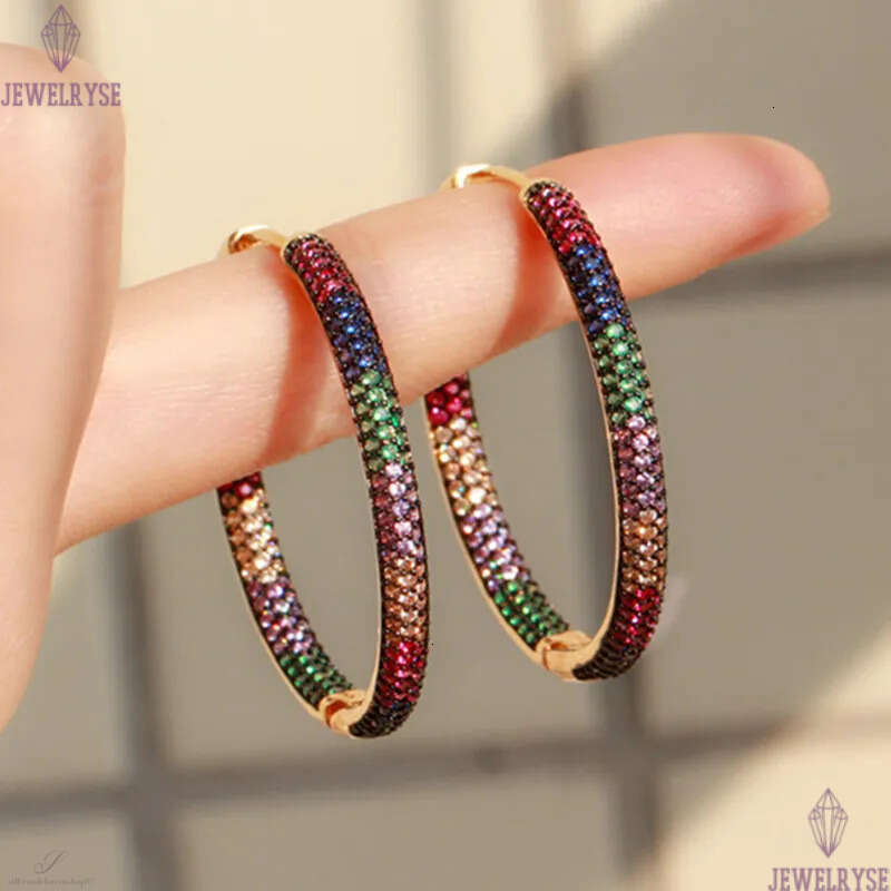Fashion Colorful AAA Cubic Zirconia Big Hoop Designer Earrings Copper 18K Gold White CZ Circle Earring Jewelry Valentines Day For Women Party Gift
