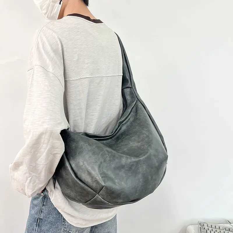 Miyaga Crossbody Casual PU Tote Bags Single Shoder Fi Men and Wen Large Capacity Cmuting Bag Y251211