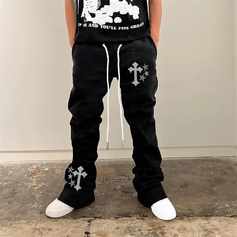 Y2k Flared Pants Men Loose 3D Print Trousers Casual Sweatpants Mid Waist Sporty Female Clothes Streetwear Hip Hop Vintage Pants 251126CJ