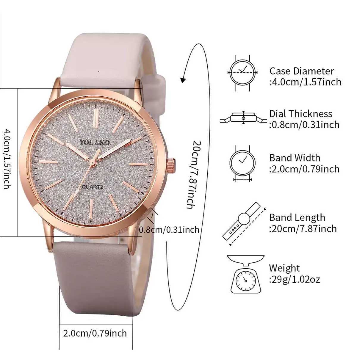 5PCS/Set Fashion Women Watches Simple Leather Strap Quartz Wristwatch Pearls Jewelry Set Reloj MujerWithout Box Y251212