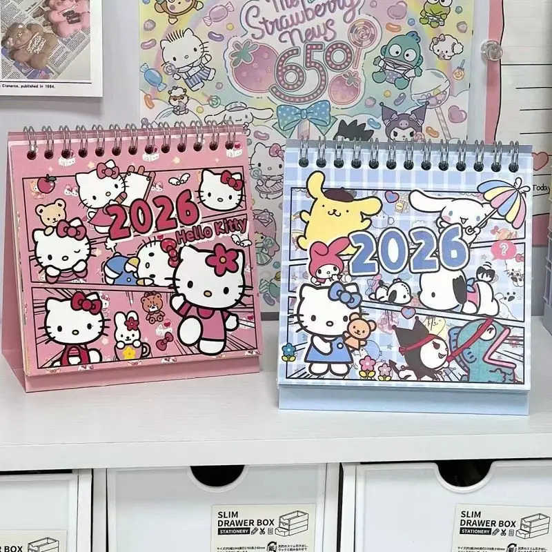 Sanrio 2026 New Hellokitty Cinnamoroll Comic Calendar - Cute Cartoon Graffiti Desk Calendar For Office Students New Year Gift H251212