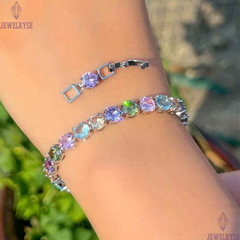 fashion diamond tennis bracelet designer for woman party colorful AAA cubic zirconia copper love silver womens bracelets luxury jewelry friend gift