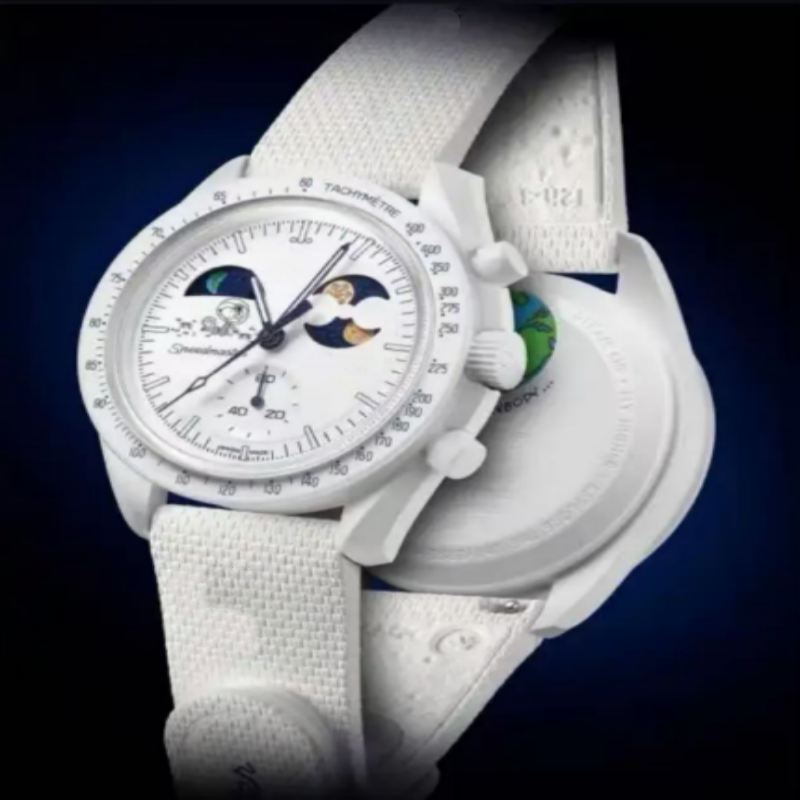 good Mens Watches High Quality Full Function Chronograph Designer Mission To Mercury 42mm Nylon Watches Quartz Clock Relogio Masculino EARTH PHASE Cold Moon watch