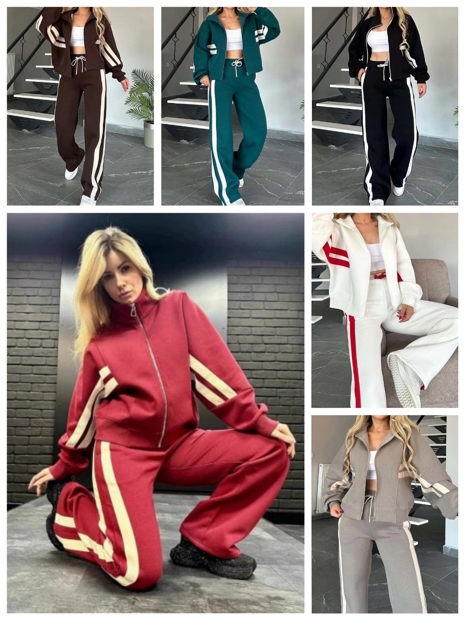 Women's Tracksuits Striped Zipper Coat Sweatpants Two Piece Set Women Casual Batwing Sleeve Sports Jacket Outfits Autumn Winter Sweatshirt Fashio