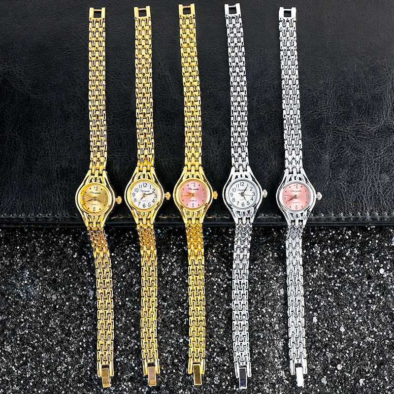 Ladies Gold Plated Watch Women Bracelet Quart Wristwatch Girl Analog Feminino Relojes Hour Luxury Watches Saati Clock Y251212