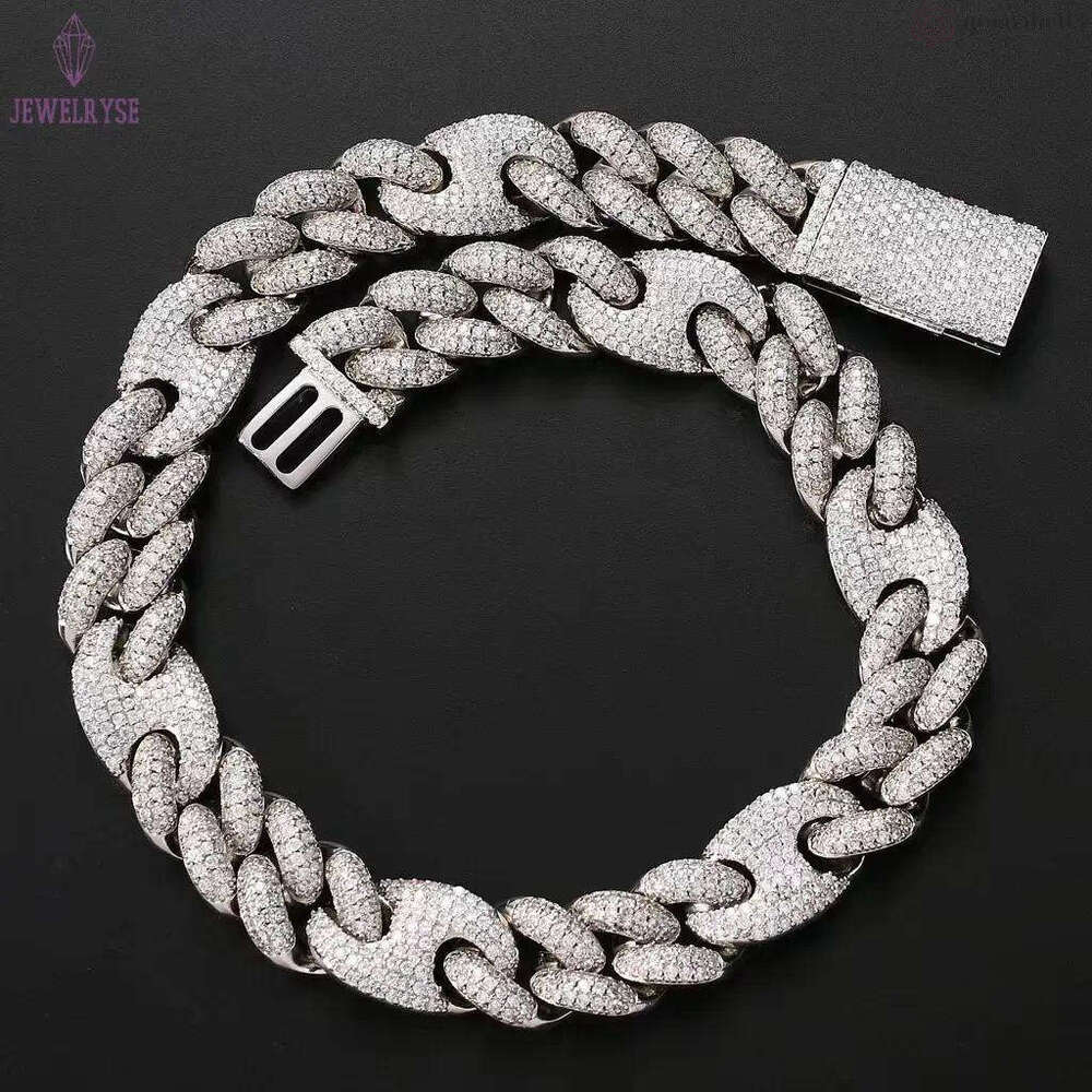 bracelet necklace moissanite Diamond Miami 10mm 15mm Wide Pig Nose Trend Bracelet Micro-inset Zircon Cuban Chain Male and female rapper Hip Hop bracel