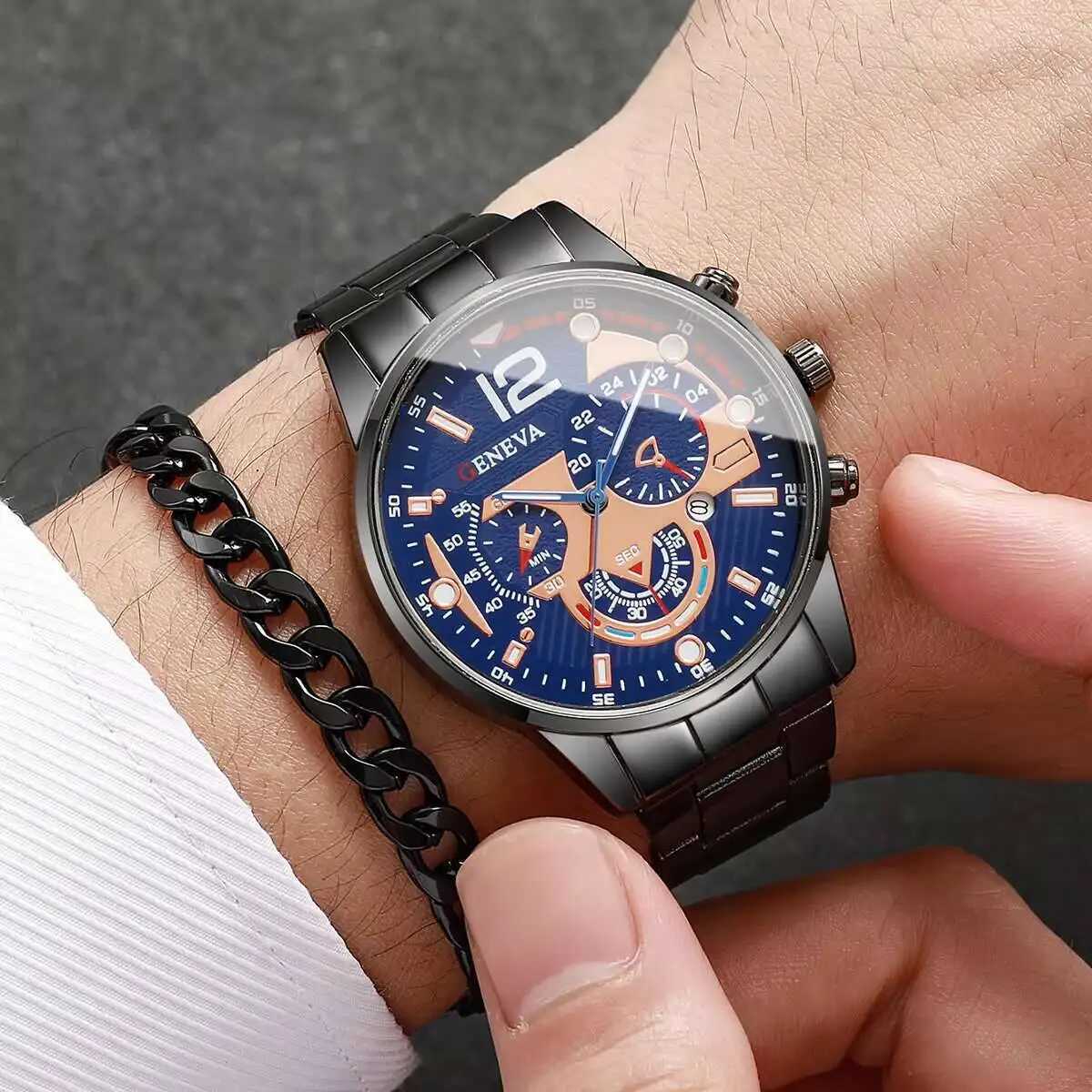8 Pcs/set Mens Fashion Quartz Watches Luxury Business Watch for Men Jewelry Set Watch Mens Watch Without Box Y251212