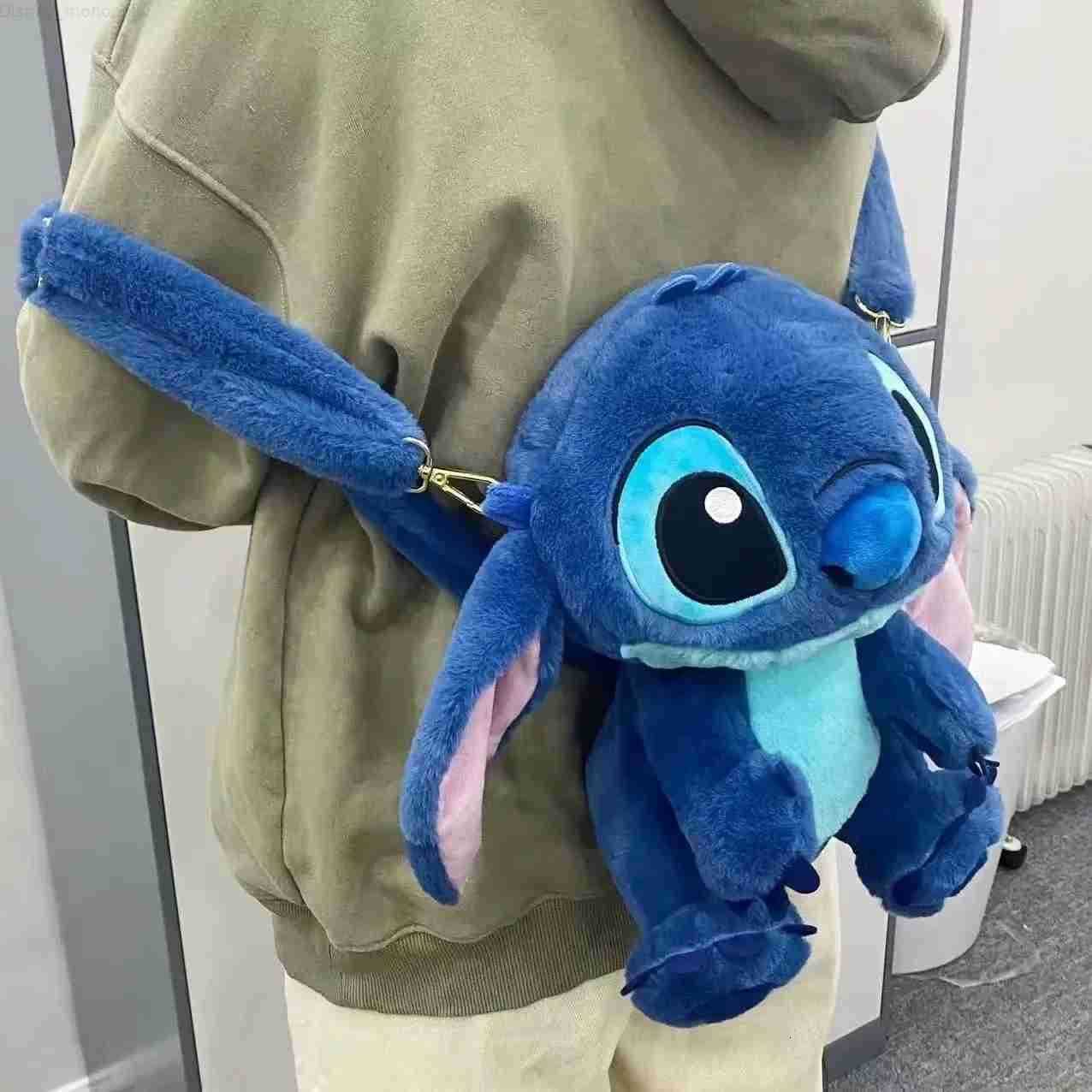 Disney Stitch Plush Backpack Cartoon Cute Doll Crossbody Handbag Kawaii Large Storage Couple Christmas Gift Anime Accessories H251212