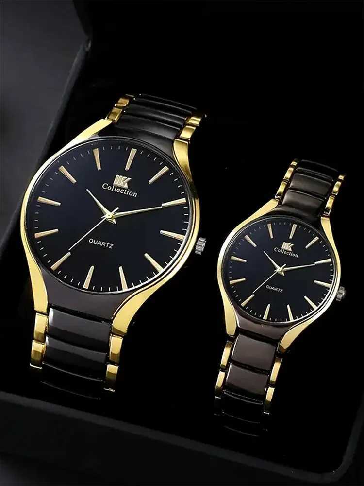 2pcs Fashionable Minimalist and Versatile Circular MENS AND WOMENS Couple Watch Steel Strap Quartz Wristwatch Y251212