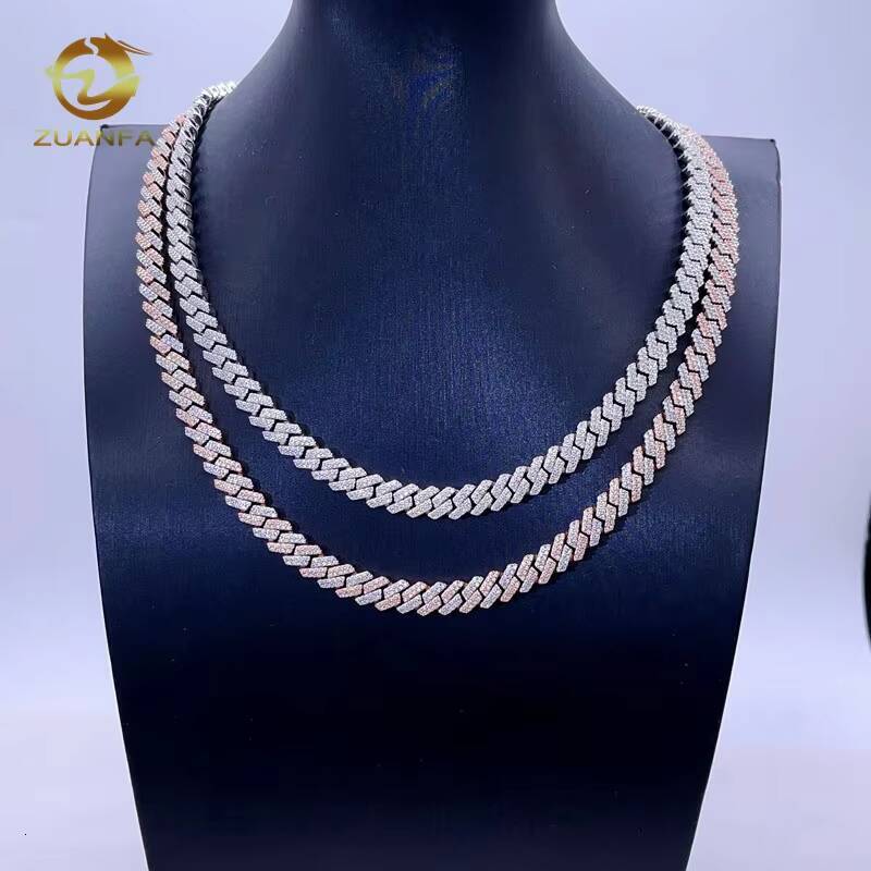 GRA 8MM Double Row Iced Out Men Women Fashion Stylish VVS Diamond Moissanite Cuban Chain