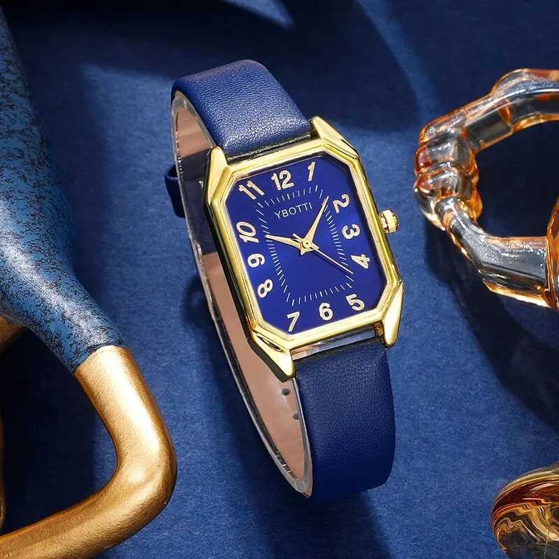 Luxury Fashion Square Womens Watches Brand Ladies Quartz Wristwatch Classic Simple Femme Blue Leather Band Relogio Feminino Y251212