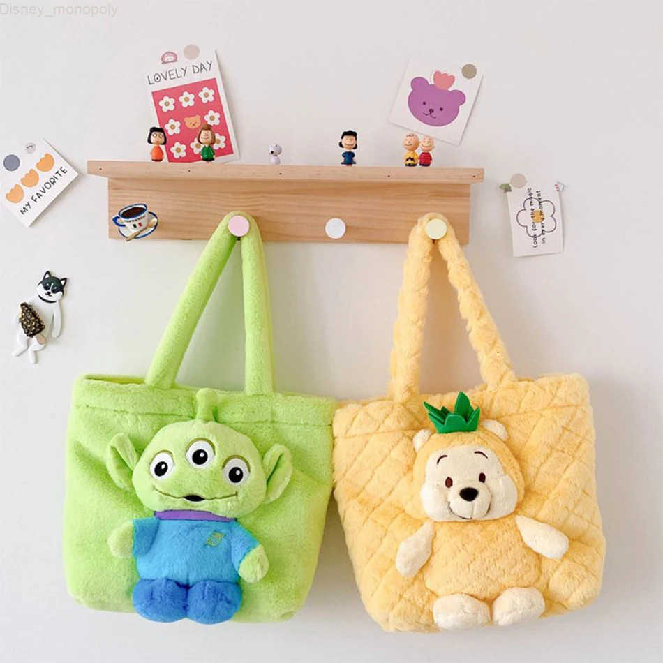 Disney Lilo Stitched Strawberry Bear Plush Handbag for Girls Cute Anime Stuffed Toy Soft Cartoon Plushie Bag Christmas Gift H251212