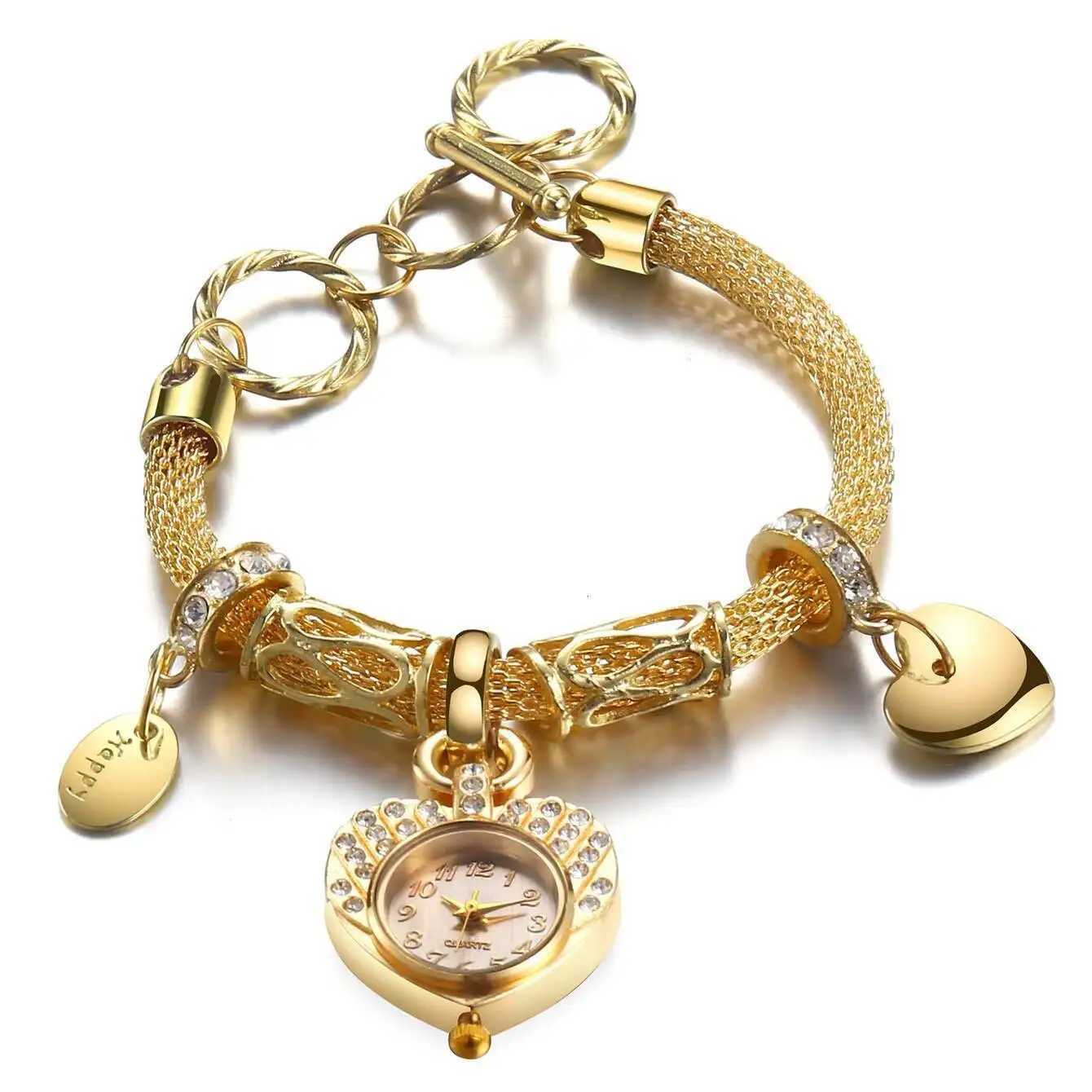 Luxury Rhinestone Womens Watch Fashion Heart Dial Ladies Bracelet Quartz Wristwatches Reloj Mujer Y251212