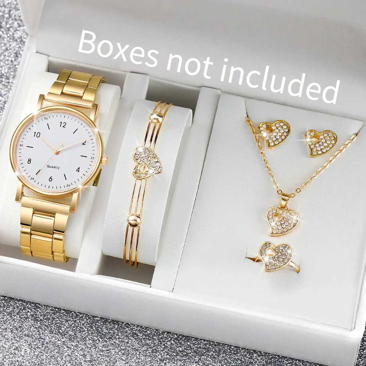 6PCS/Set Fashion Women Watches Arabic Dial Alloy Band Quartz Watch for Women Clock Jewelry Set Reloj MujerWithout Box Y251212