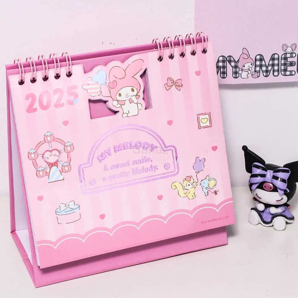 Sanrio 2025 Sanrios Desktop Calendar Hello Kittys Notepad Kuromi Cinnamoroll Standing Calendar Ornament Monthly Planner Home Supplies H251212