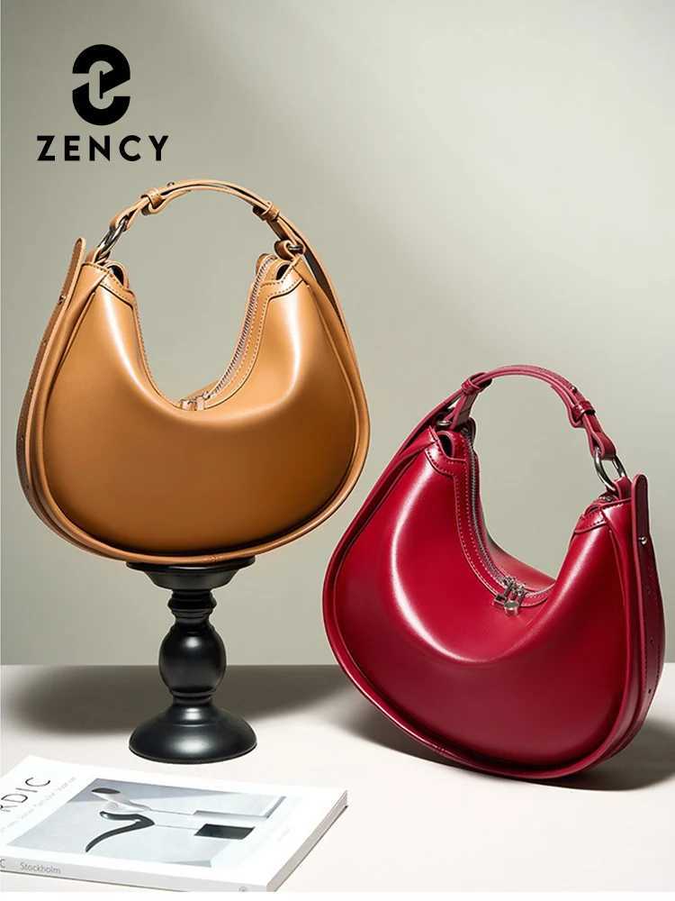 Zency Genuine Leather Wen Shoder Bag Designer Hobo Handbag Cow leather Wine Bag Shopper Top Handle Brown Leather Handbag Y251211