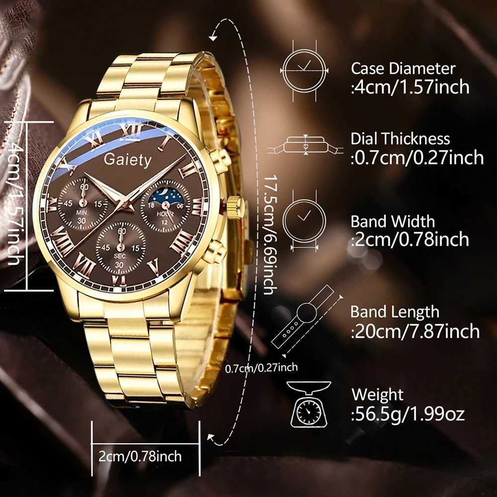2/4PCS Mens Watch Set Fashion Trend Classic Roman Digital Scale Quartz Watch Jewelry Set Suitable for Daily Clothing Matching Y251212