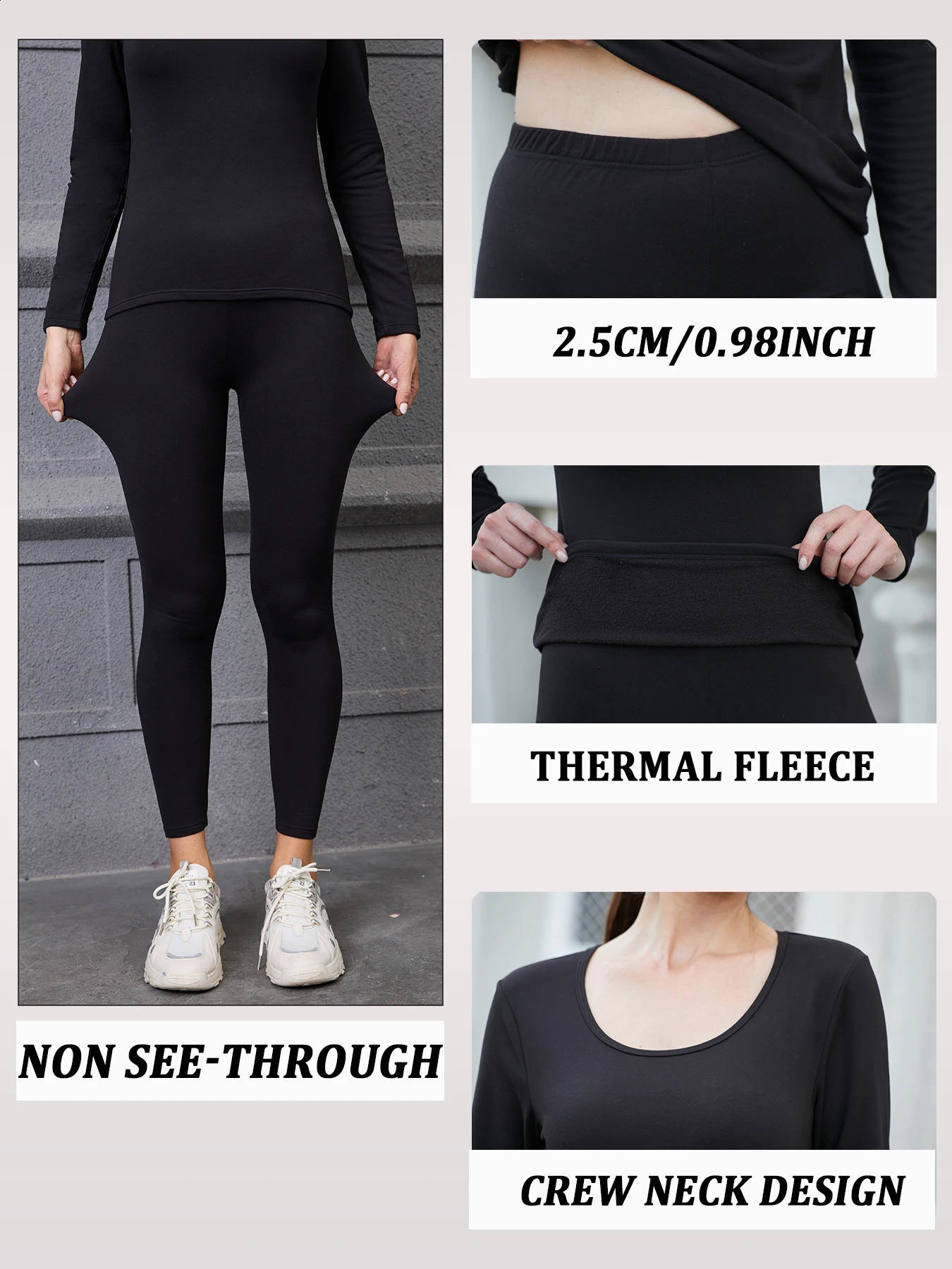 2 Pack Thermal Winter Underwear Sets for Women Super Soft Fleece Lined Top and Bottom Loungewear Pajama Cold Weather 251203