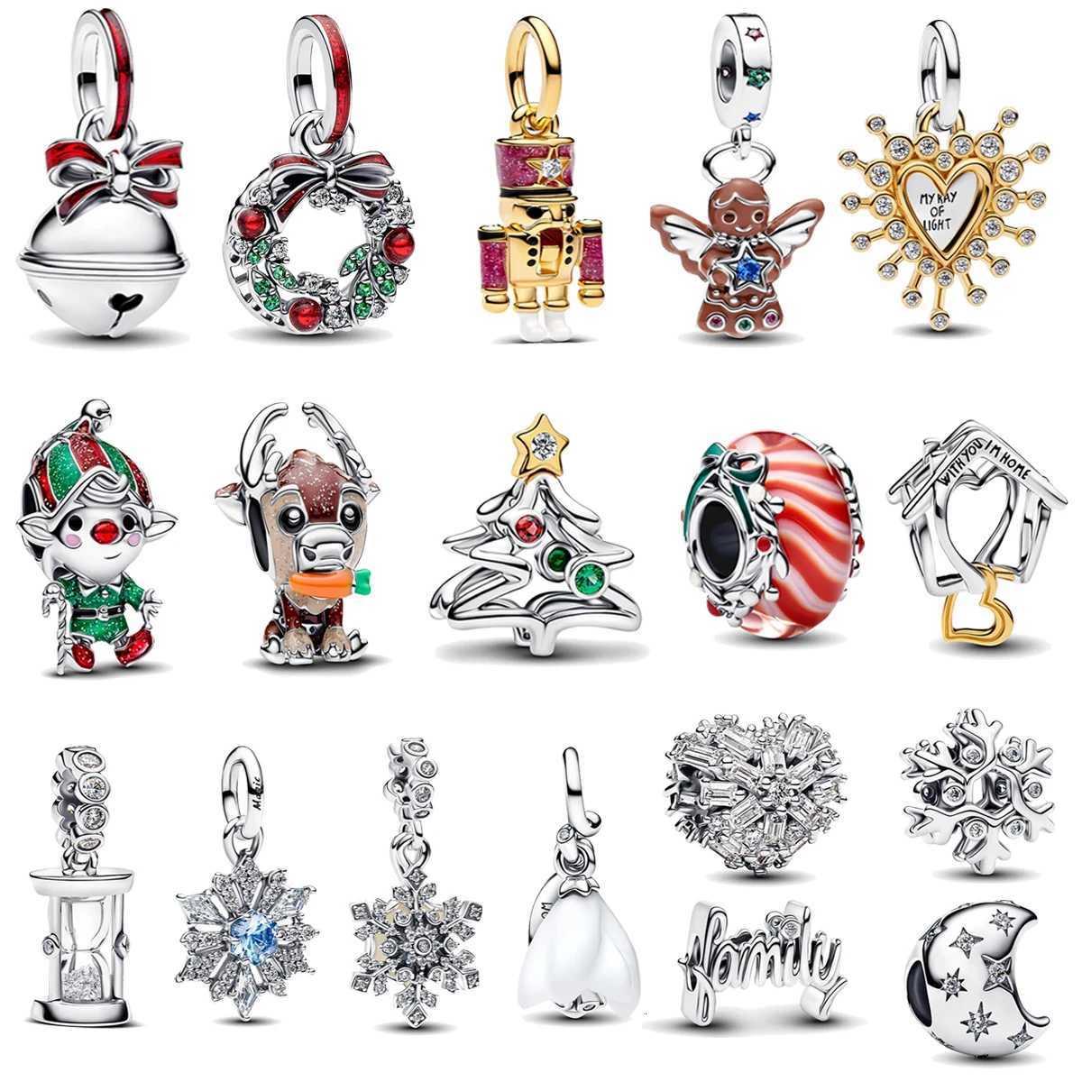 925 Sterling Sier Christmas Pendant Snowflake Earrings Beads Suitable for DIY Bracelets Necklaces Jewelry Gifts Y251212
