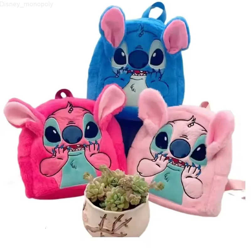Disney Stitch Plush New Cartoon Backpack Fashion 3d Mini Womens Backpack Large Capacity Cute Childrens Schoolbag High Quality H251212