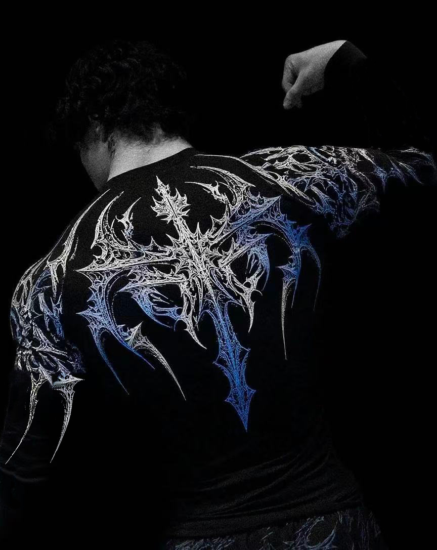 Men's T Shirts Breathedivinity Glam Meets Gym Culture Breathedivinity Bloodraven COTTON Sports Fitness Trainer Clothe Quick Dry Breathable Stretch Long Sleeves