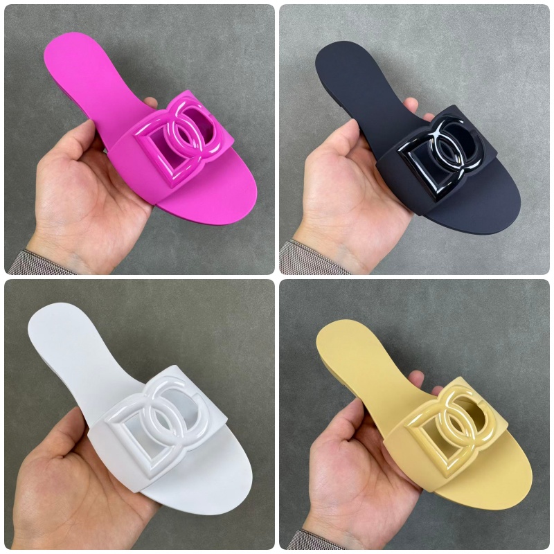 Designer Sandals Women Interlocking Slides Rubber Slippers Ladies Flat Beach Jelly Script Summer Fall Mules Outdoor Waterproof Luxury Size 36-42