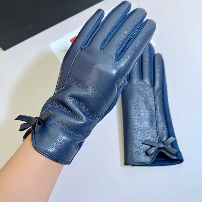 Womens Winter PU Leather Gloves Touchscreen Texting Warm Driving leather Gloves with Bow for Outdoor Y251211